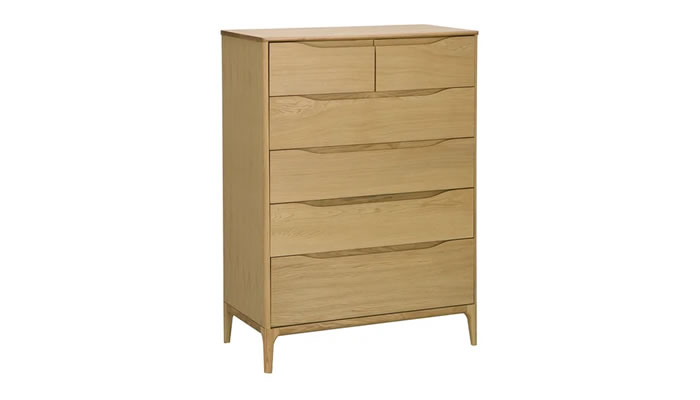 Ercol Rimini Bedroom 6 Drawer Tall Wide Chest