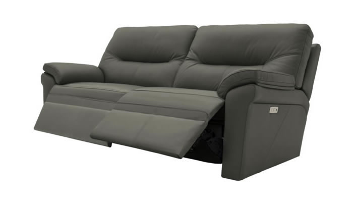 G Plan Seattle Leather 3 Seater Power Double Recliner with Headrest and Lumbar Support