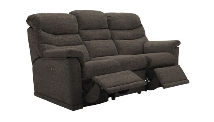 G Plan Malvern Fabric 3 Seater Sofa 3 Cushions Power Double Recliner