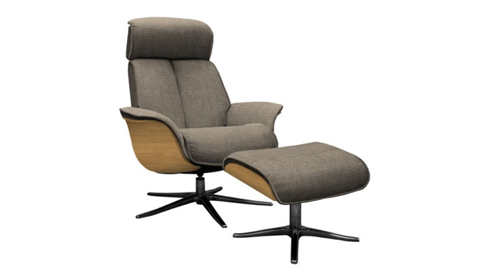 G Plan Lund Fabric Chair & Stool Light Veneered Sides & Stool