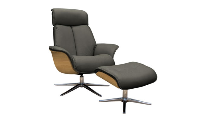 G Plan Lund Leather Chair Light Veneered Sides & Stool