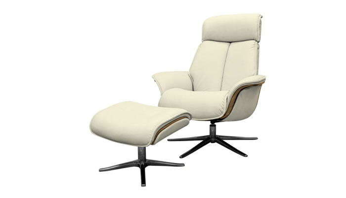 G Plan Lund Leather Chair Light Veneered Upholstered Sides & Stool