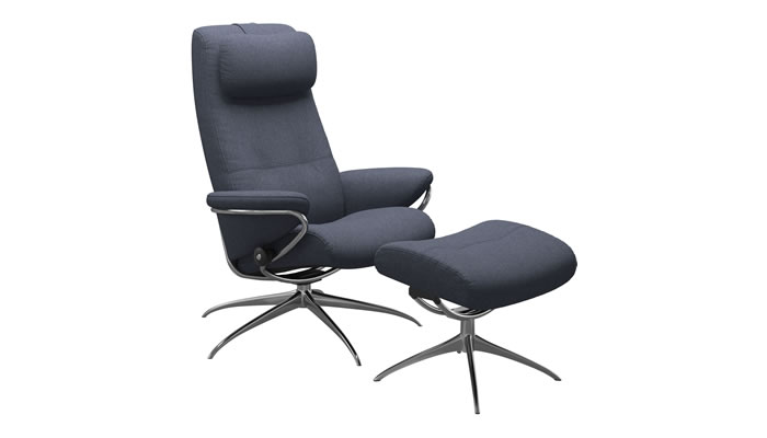 Stressless Berlin Fabric Swivel Recliner Chair (HB) with Stool