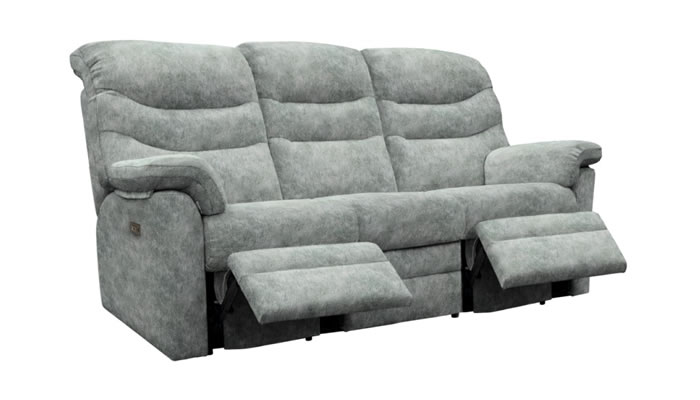 G Plan Ledbury Fabric 3 Seater Power Double Recliner Headrest & Lumbar