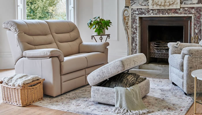 G Plan Ledbury Leather 2 Seater Power Double Recliner Headrest & Lumbar